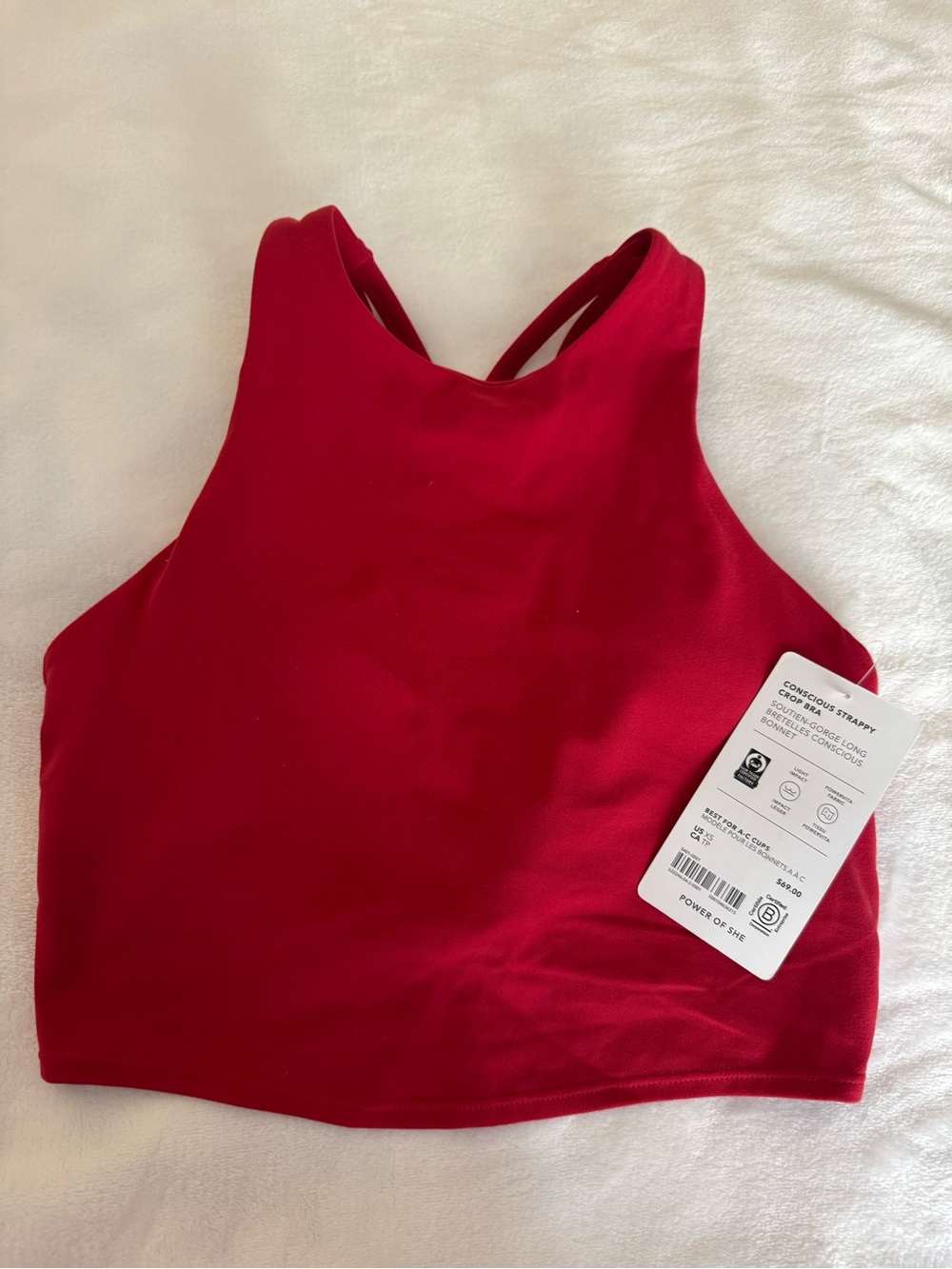 Athleta High Neck Crop Sports Bra - Red